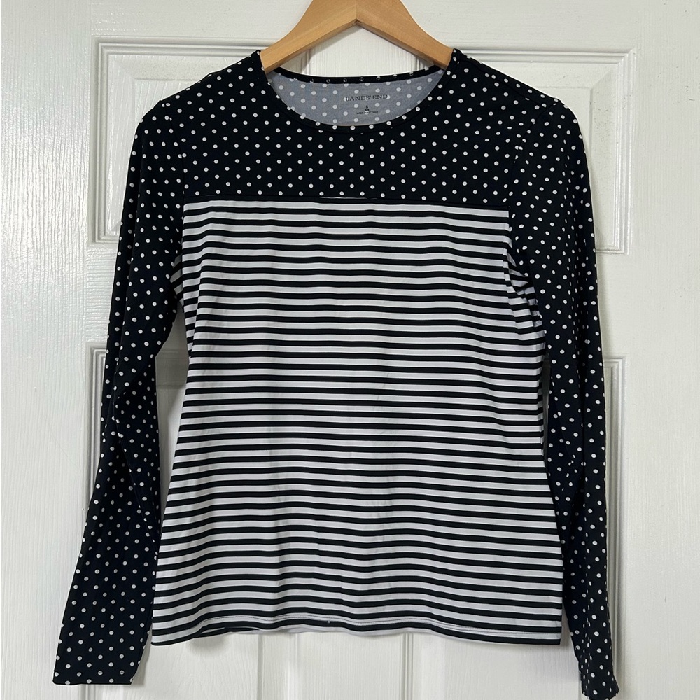 Lands' End Black and White Rash Guard